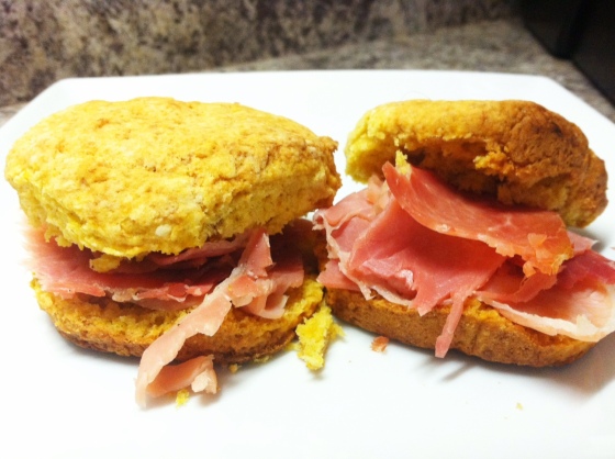 sweet potato and ham biscuits